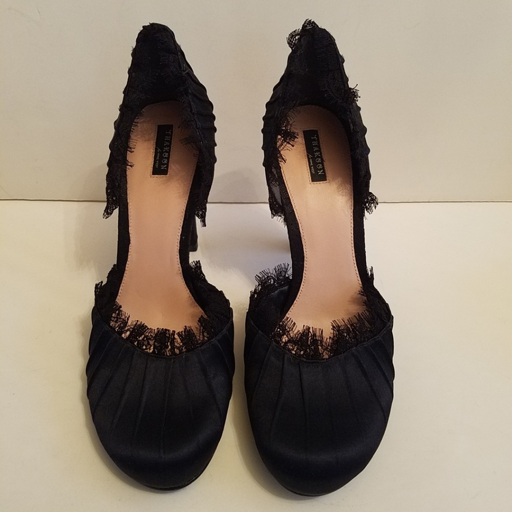 Thakoon Salon D'Orsay Satin Lace Heels Pumps - Picture 4 of 7